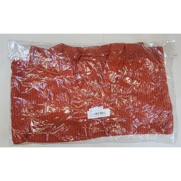 Sweater V-Neck Ultra Soft Rust Distressed Knit Long Sleeve Womens Medium NEW - Picture 7 of 8